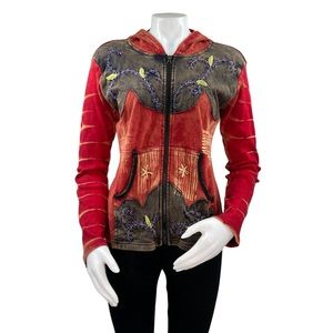 🌻NWT Multicolor Tie Dye Nepal Bohemian Style Zip Up Hoodie🌻
